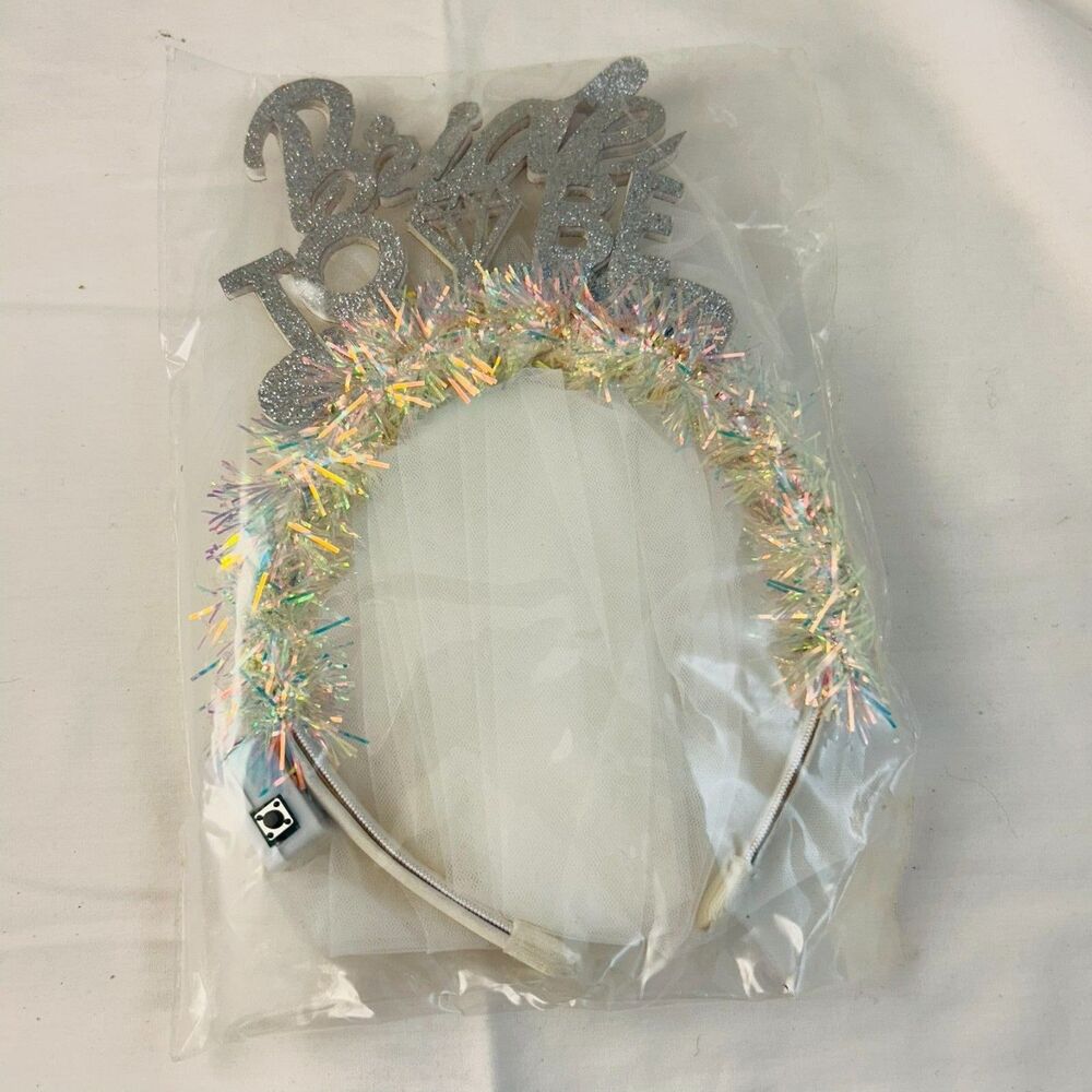 #8374 LED BRIDE TO BE VEIL HEADBAND SPARKLY